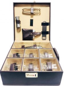 Portable Leatherette Briefcase Bar Set