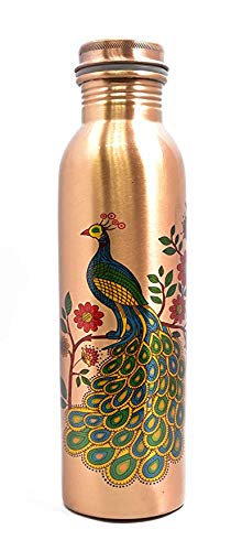 Ayurvedacopper peacock printed pure copper water bottle