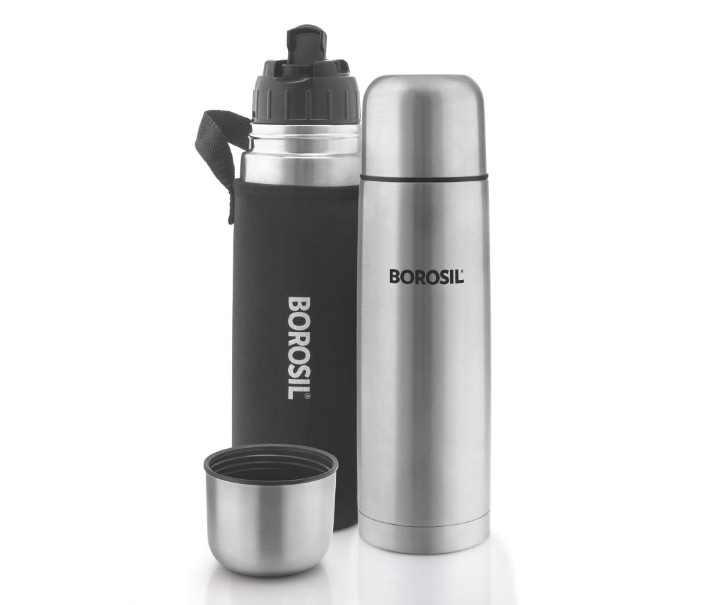 Borosil hydra thermo stainless steel flask with thermal cover -   