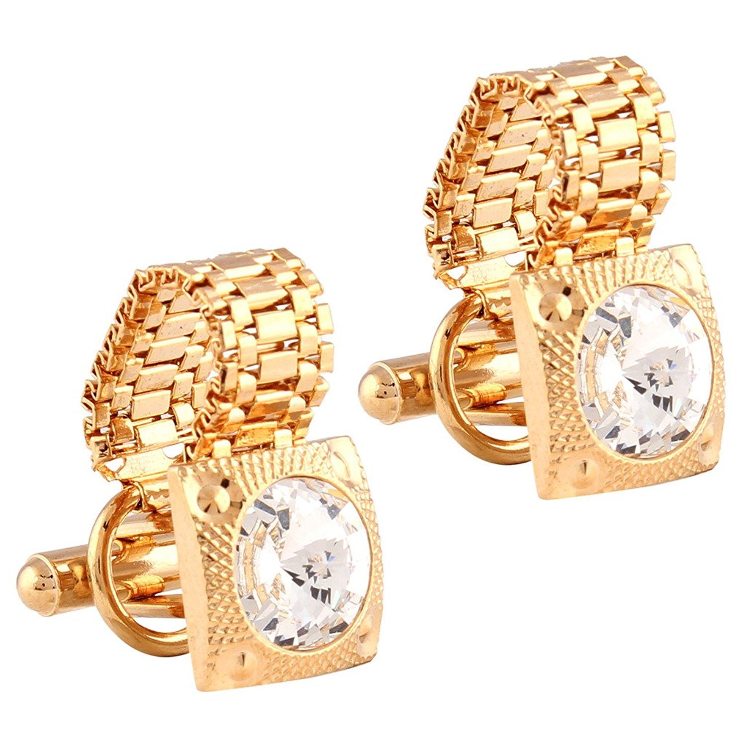 Miami crystal gold diamond cuff links for men