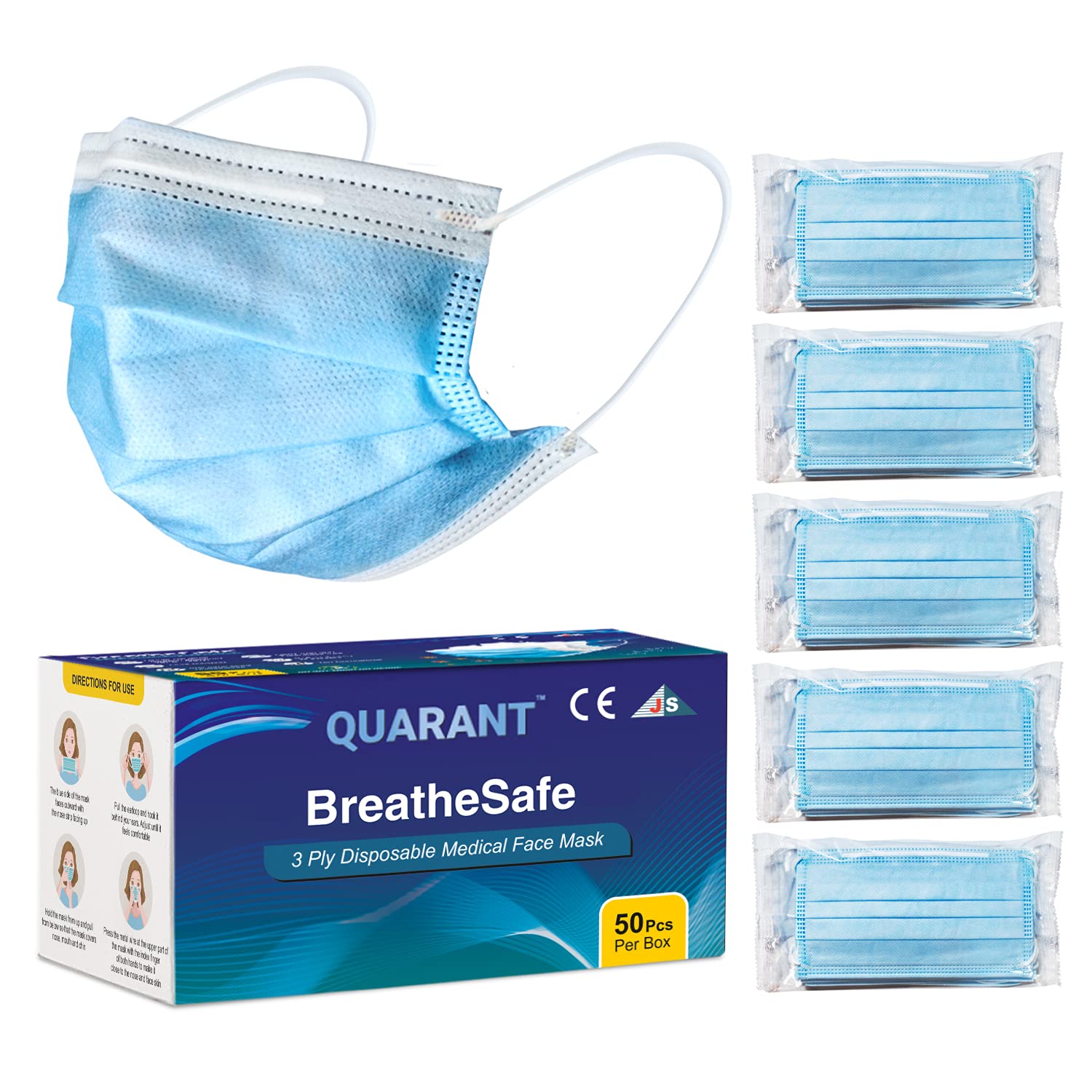 Quadrant 3 ply disposable surgical face mask