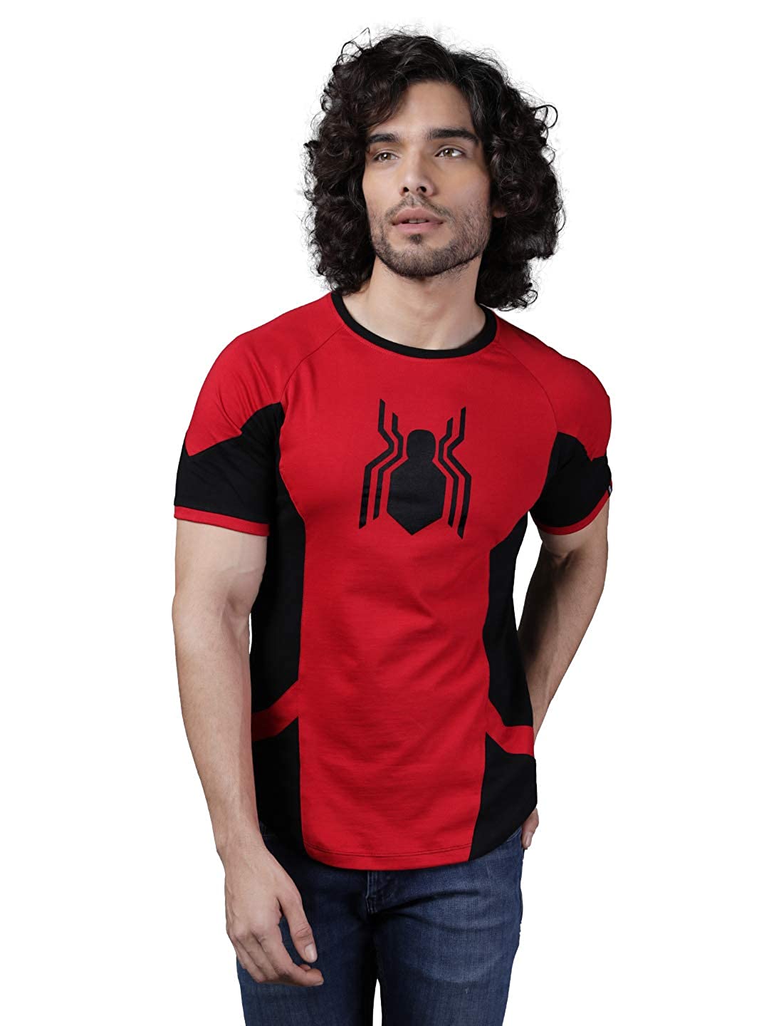 The souled store spider man graphic printed cotton drop cut t-shirt   