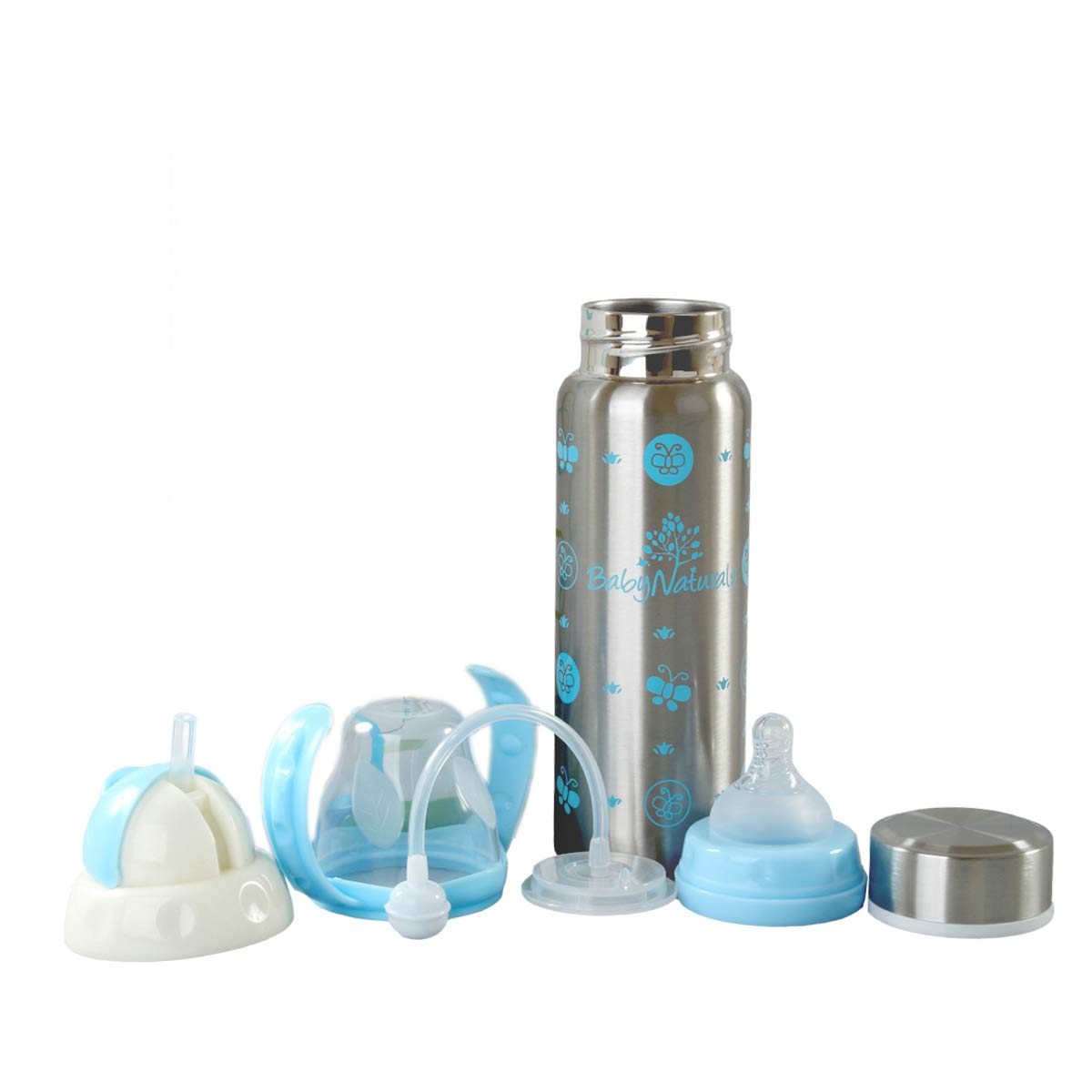 Honey Boo 3 in 1 Baby Feeding Bottle Thermo-Steel Multifunctional-Sipper, Nipple & Straw 240 ML