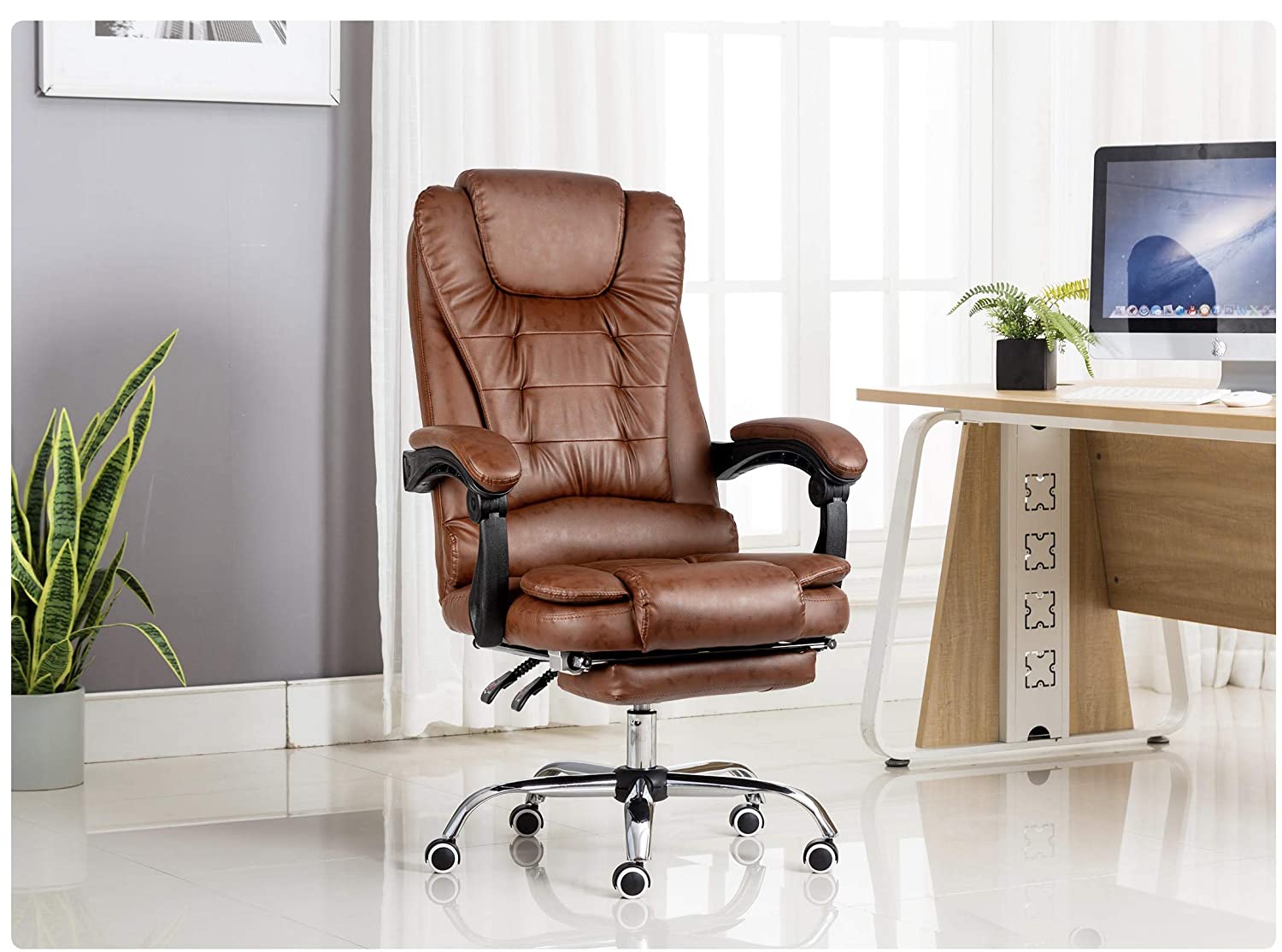  Kepler Brooks Italia Leatherette High Back Reclining Desk Chair
