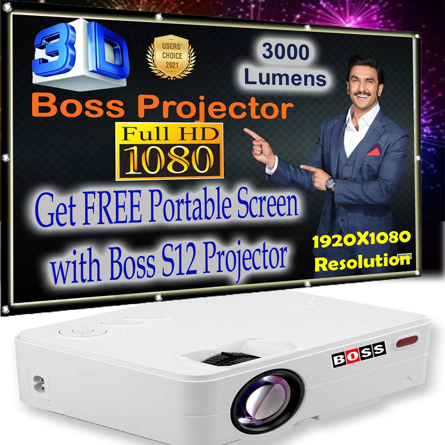 Boss S12 Full HD Home Theatre Projector