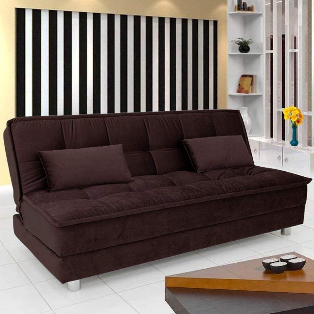 Furny 3 Seater Gaiety Supersoft Fabric Sofa Cum Bed