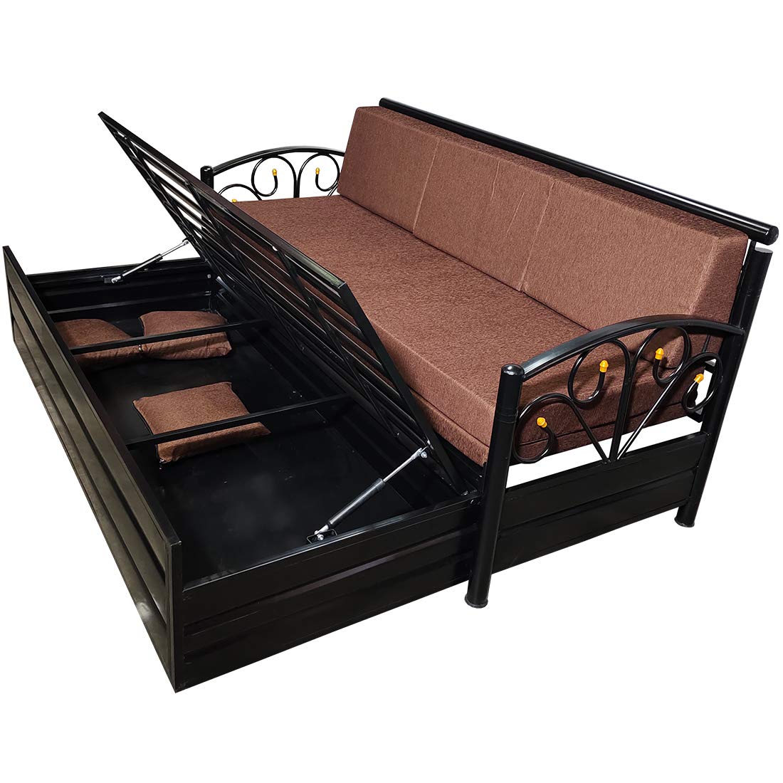 Royal Bed Manufacturer Single Size Matte Black Metal Sofa Cum Bed